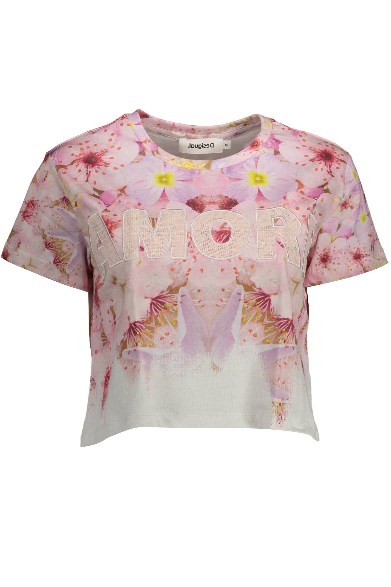 CAMISETA ROSA DE MANGA CORTA PARA MUJER DESIGUAL 