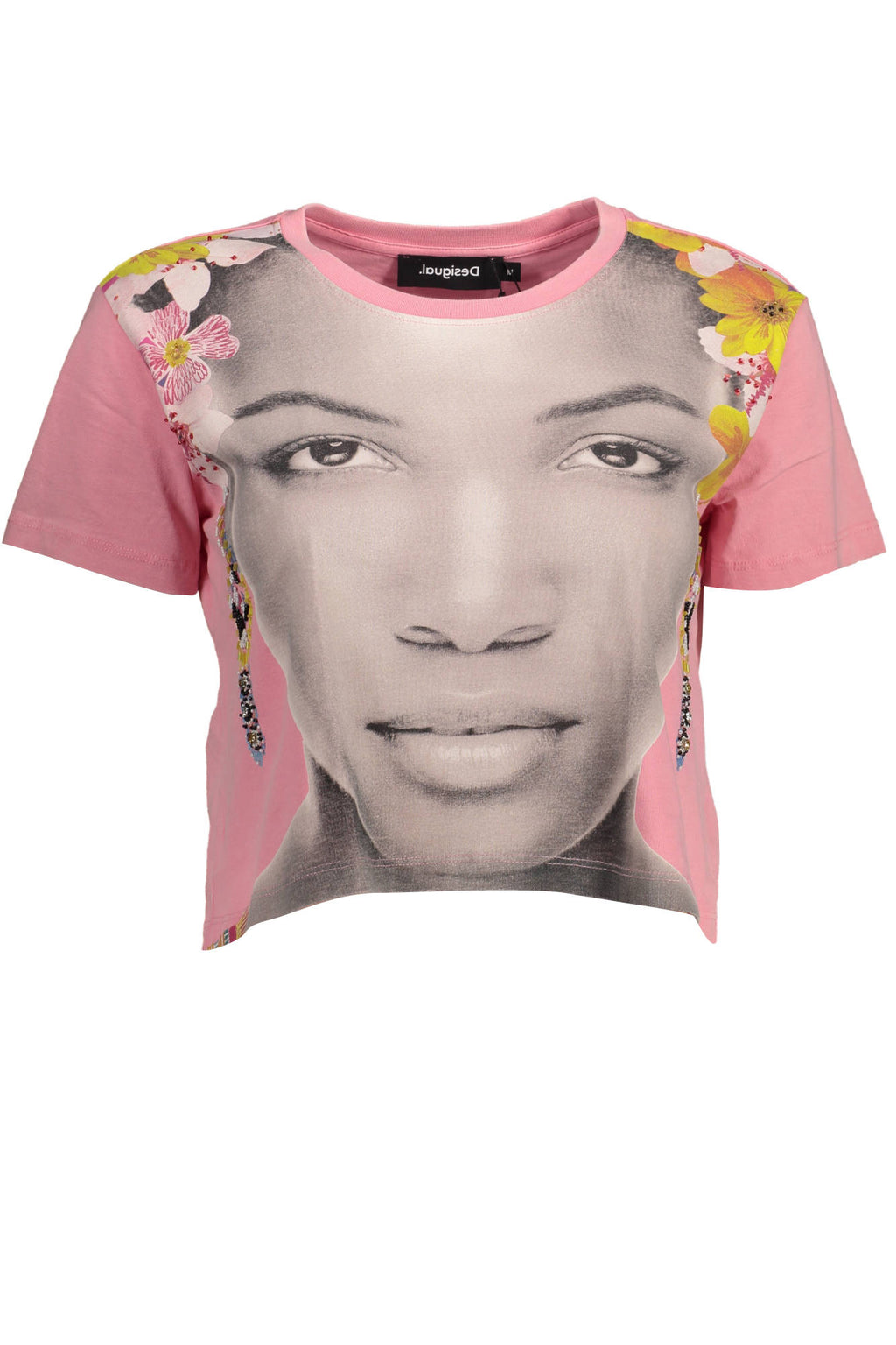 CAMISETA ROSA DE MANGA CORTA PARA MUJER DESIGUAL 
