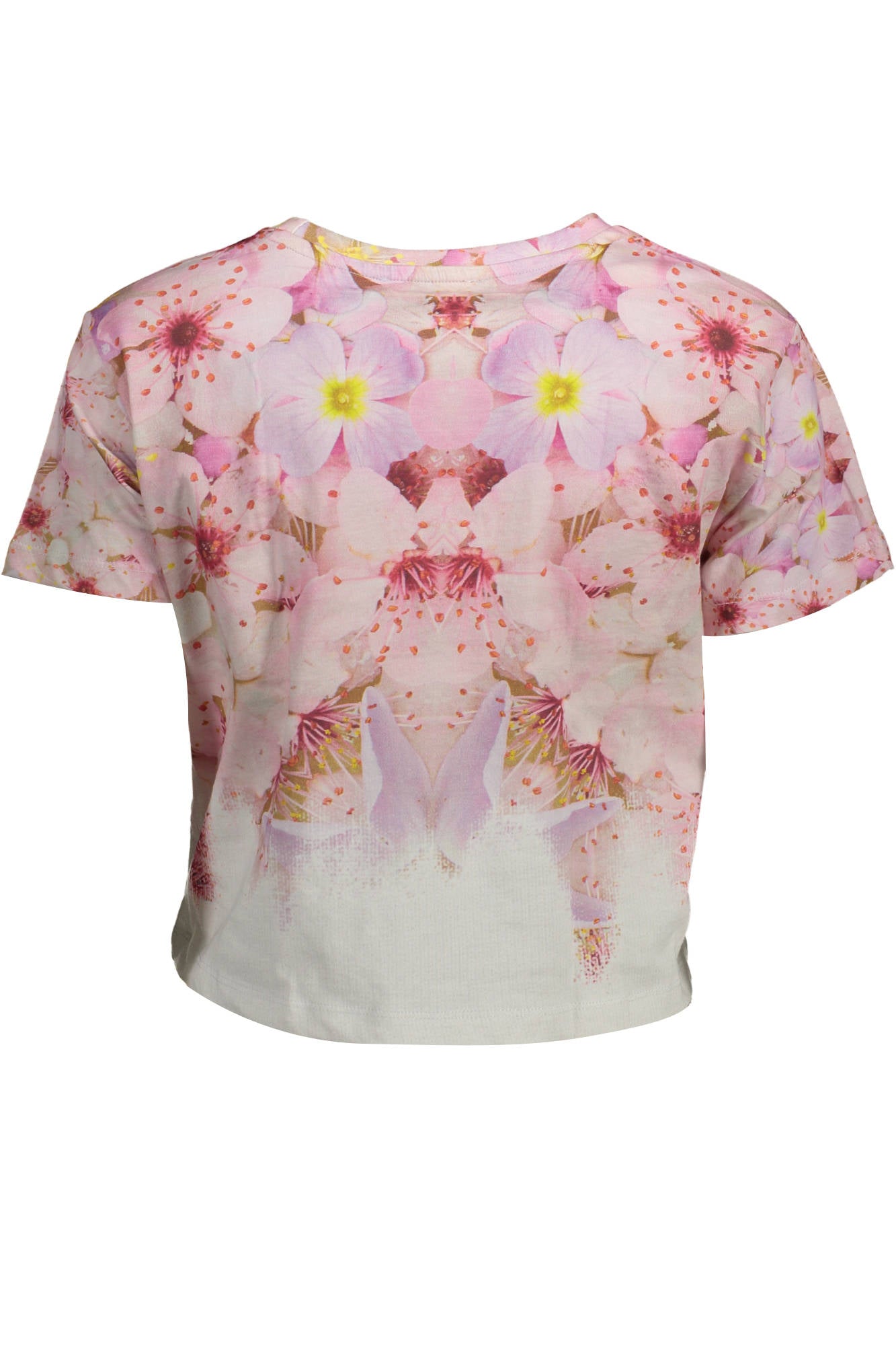 CAMISETA ROSA DE MANGA CORTA PARA MUJER DESIGUAL 
