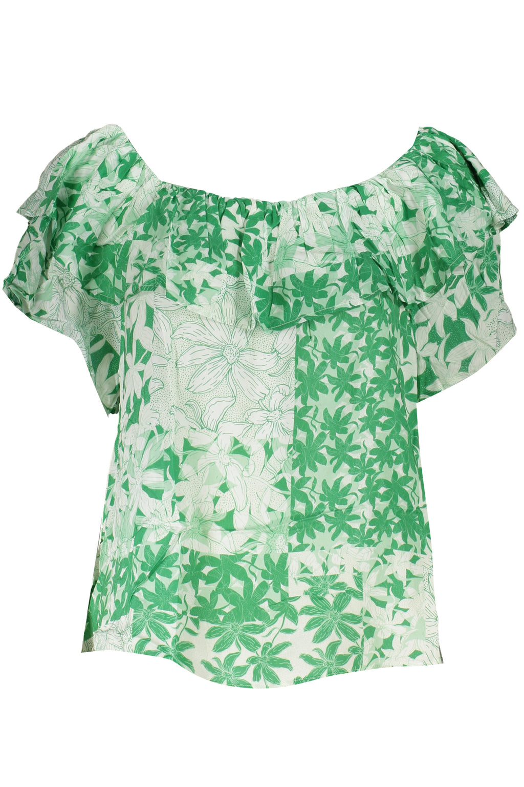 CAMISETA DE MANGA CORTA DE MUJER DESIGUAL VERDE 