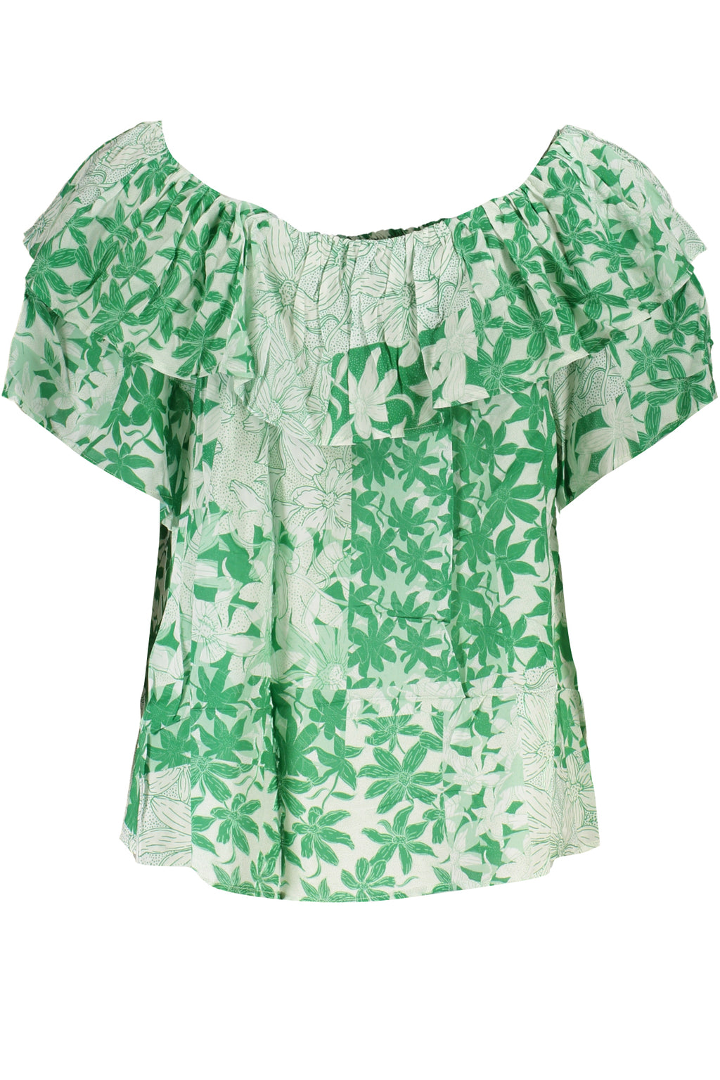 CAMISETA DE MANGA CORTA DE MUJER DESIGUAL VERDE 