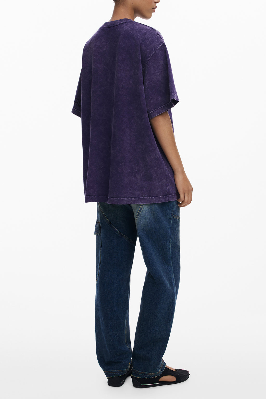 CAMISETA DE MANGA CORTA DE MUJER DESIGUAL MORADA 