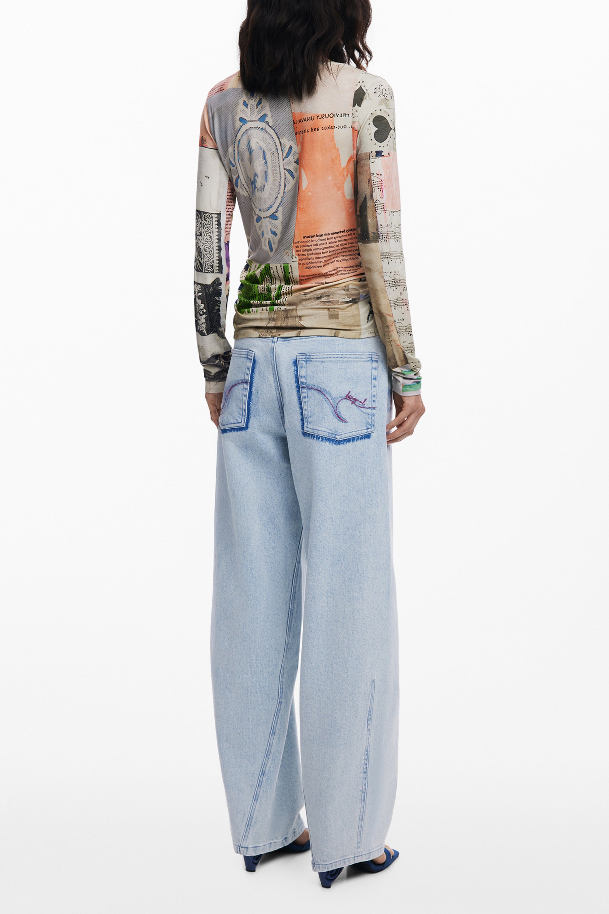 CAMISETA DE MANGA LARGA DE MUJER DESIGUAL BEIGE 