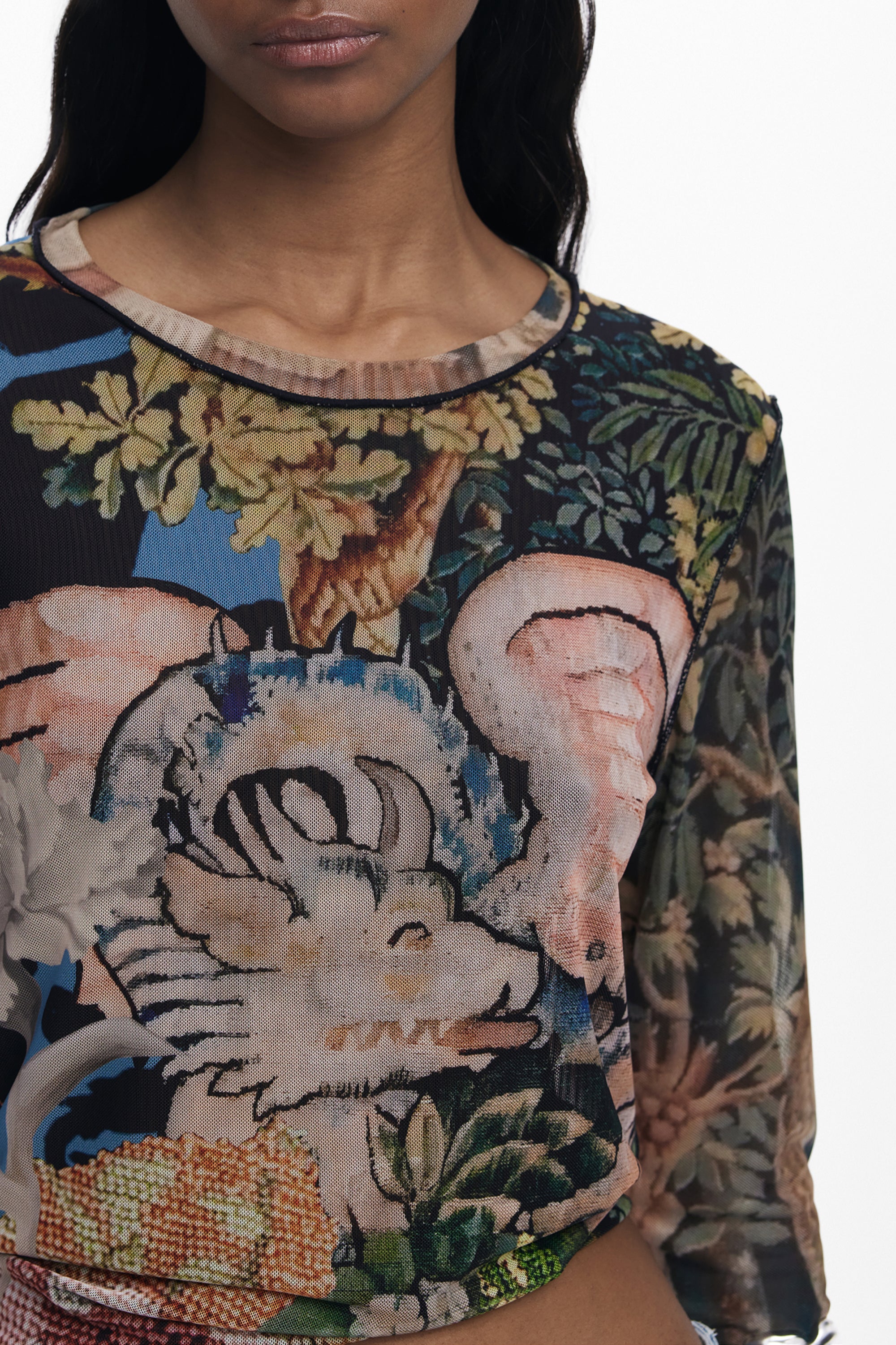 CAMISETA DE MANGA LARGA DE MUJER DESIGUAL NEGRA 