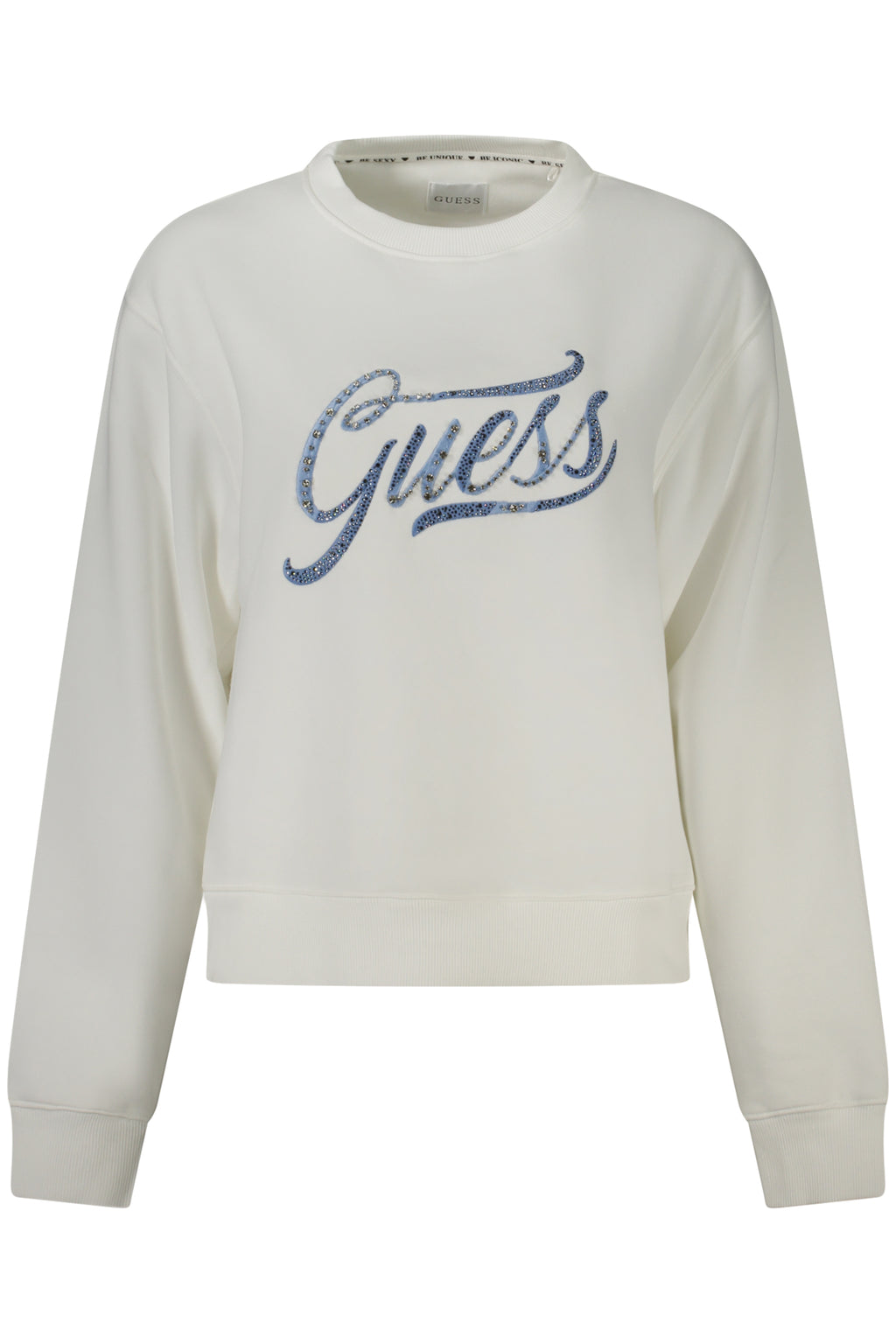 GUESS JEANS WOMEN'S WHITE ZIP-UP SWEATSHIRT 