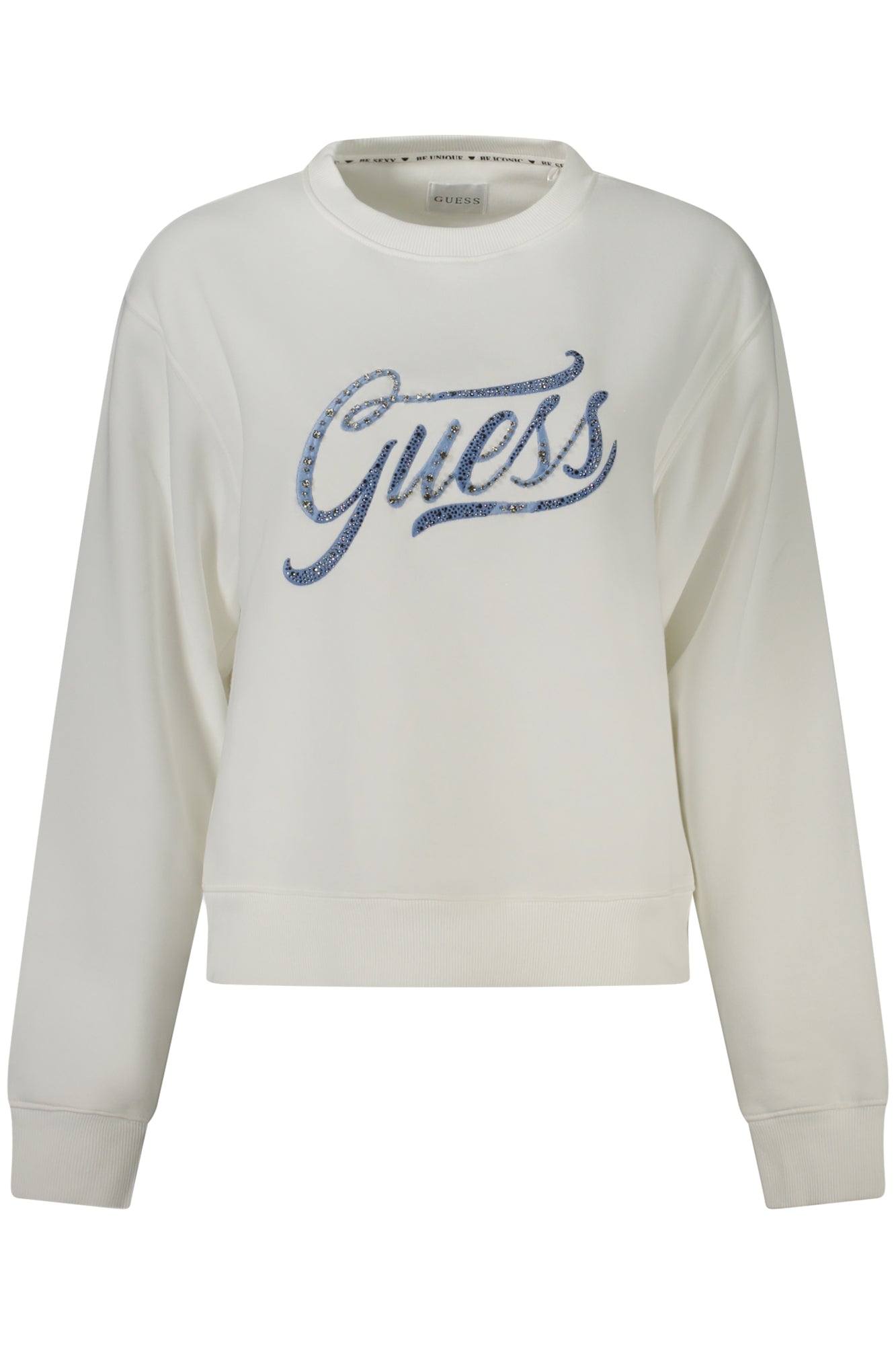 GUESS JEANS WOMEN'S WHITE ZIP-UP SWEATSHIRT 