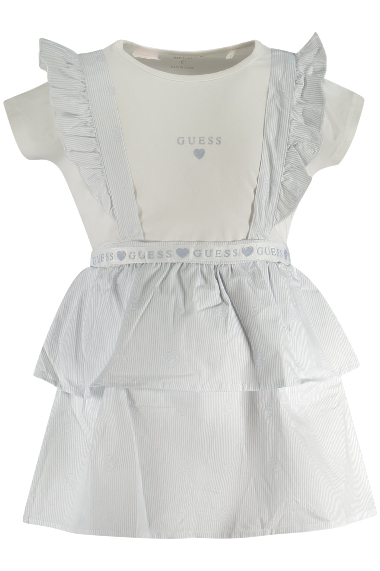 GUESS JEANS T-SHIRT MANICHE CORTE BAMBINA BIANCO