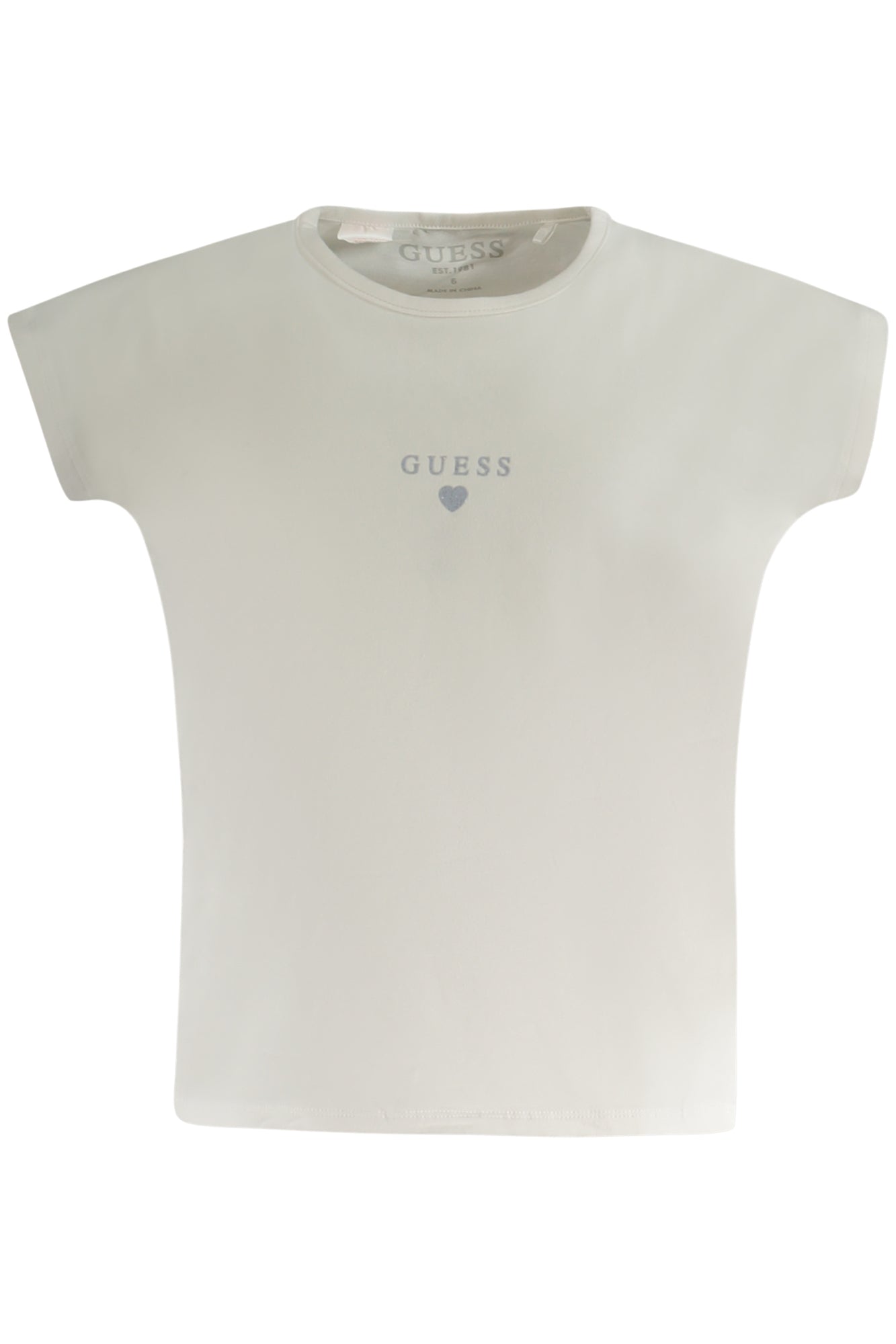 GUESS JEANS T-SHIRT MANICHE CORTE BAMBINA BIANCO