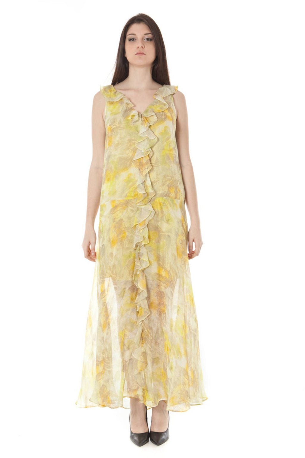 JOHN GALLIANO WOMEN'S LONG YELLOW DRESS 