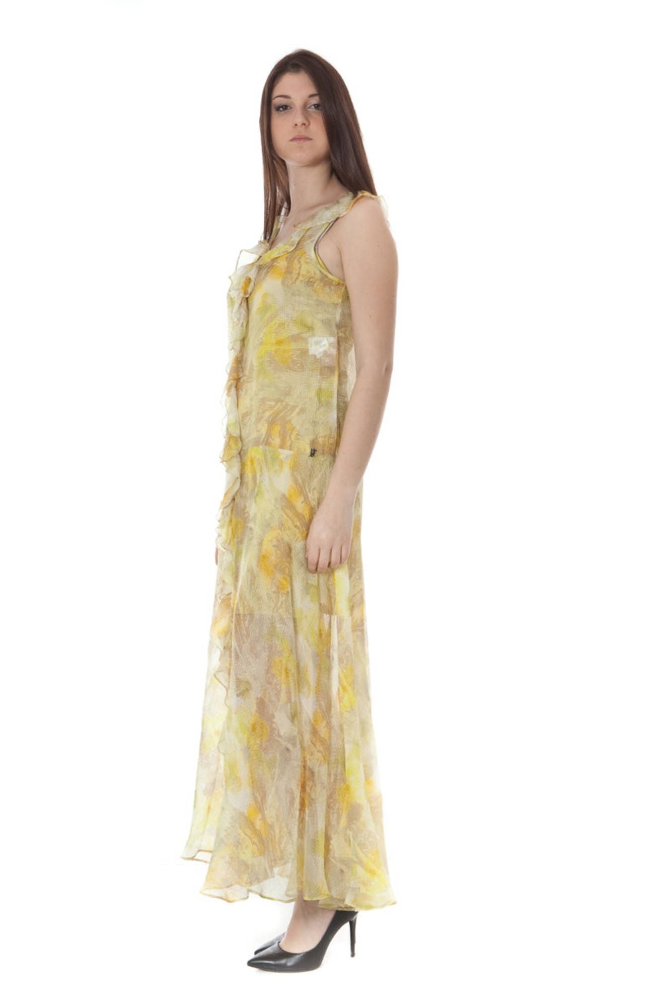JOHN GALLIANO WOMEN'S LONG YELLOW DRESS 