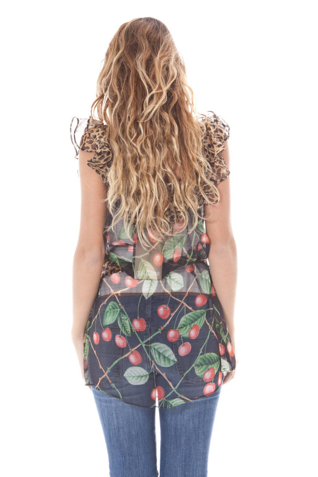 CAMISA DE MANGA CORTA NEGRA PARA MUJER JOHN GALLIANO 