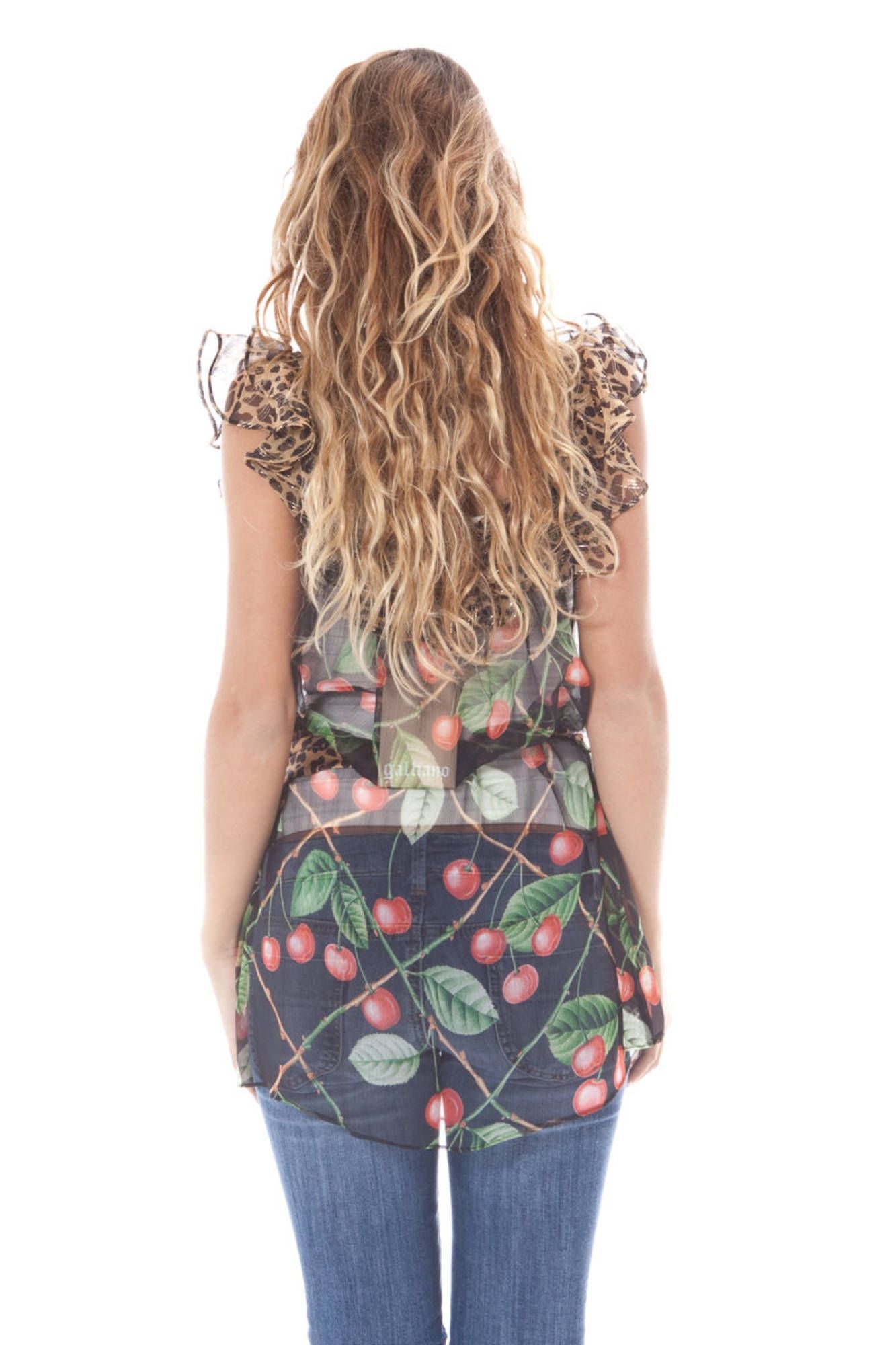 CAMISA DE MANGA CORTA NEGRA PARA MUJER JOHN GALLIANO 