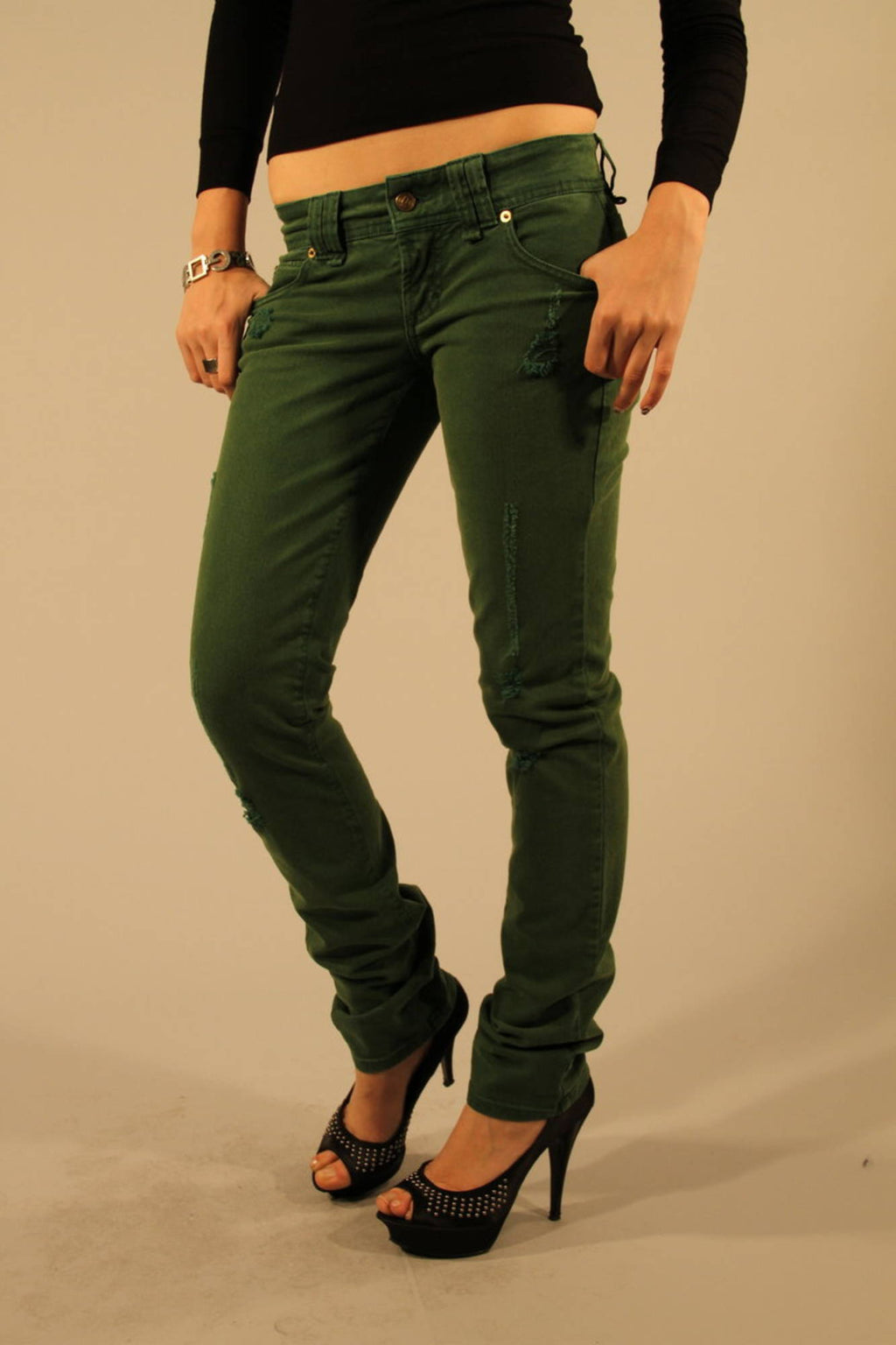 JOHN GALLIANO JEANS DENIM DONNA VERDE