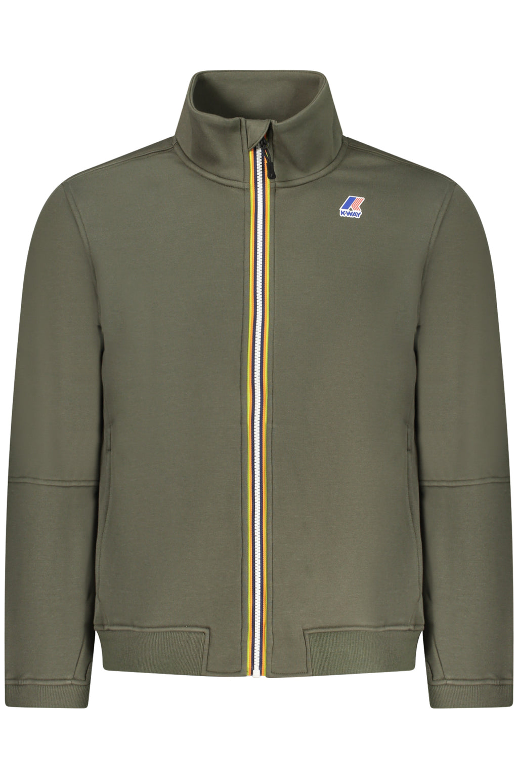 SUDADERA VERDE CON CREMALLERA K-WAY PARA HOMBRE 