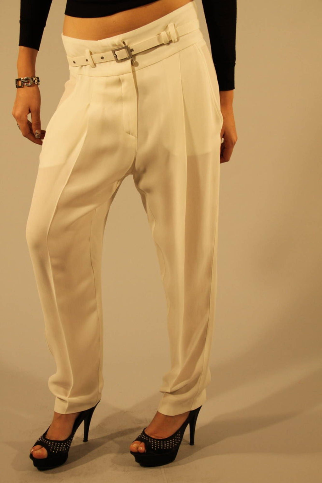 PATRIZIA PEPE WOMEN'S WHITE TROUSERS 