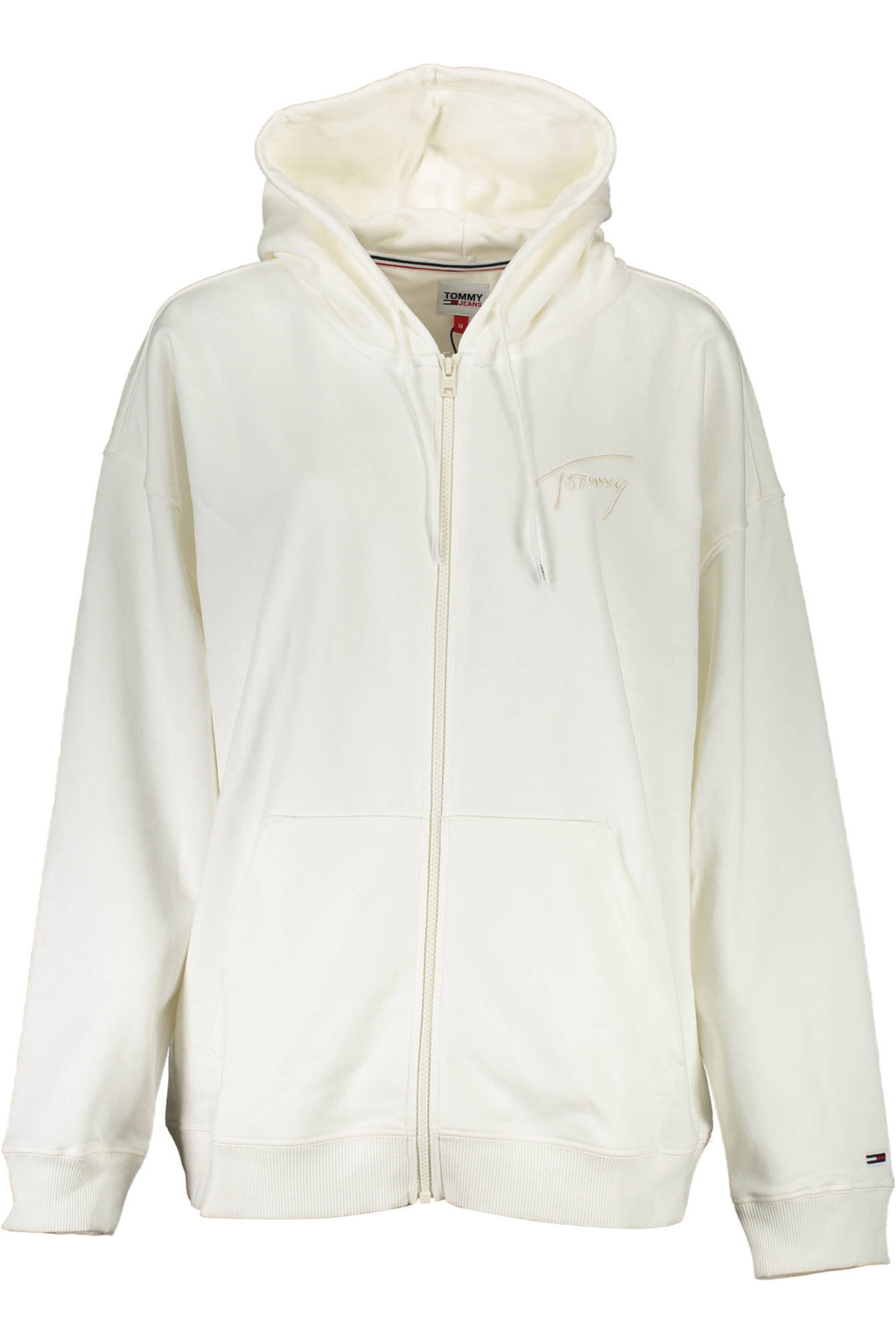 TOMMY HILFIGER WOMEN'S WHITE ZIP-UP SWEATSHIRT 