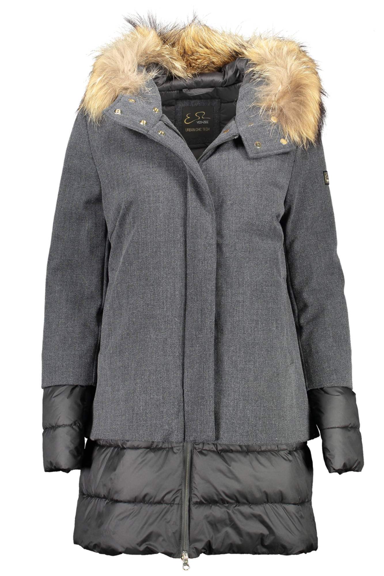 CHAQUETA DE PLUMAS GRIS PARA MUJER YES ZEE 